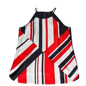 Ann Taylor British Flag Halter Blouse Medium Petite Sleeveless Reg Blue White